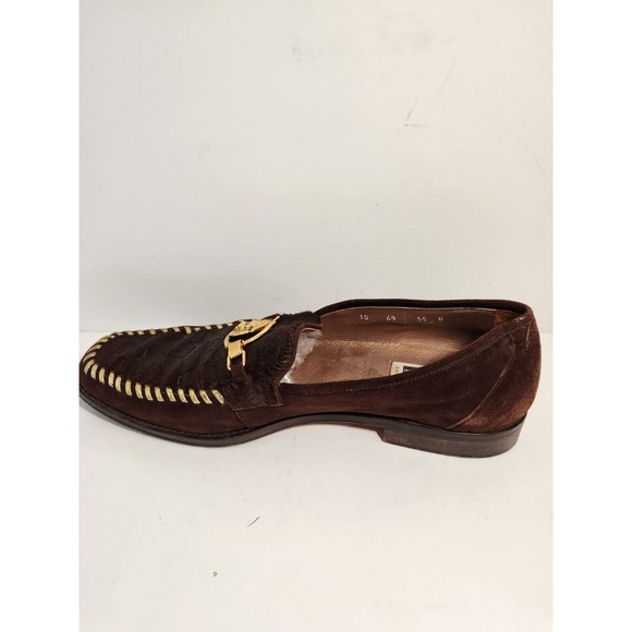 Vintage David Eden Men\'s Size 10B Leather Suede Square Toe  Loafers With Gold... main image 9